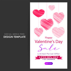 Vector illustration of Happy Valentines Day Sale social media feed template