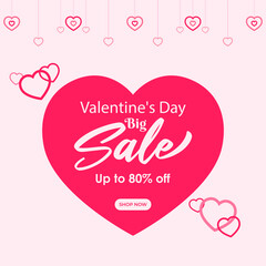 Vector illustration of Happy Valentines Day Sale social media feed template