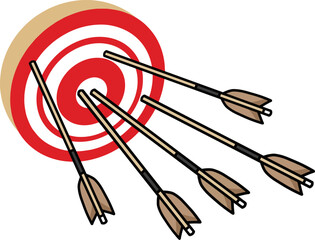 数打ちゃあたる　的に矢がたくさん刺さったイラスト