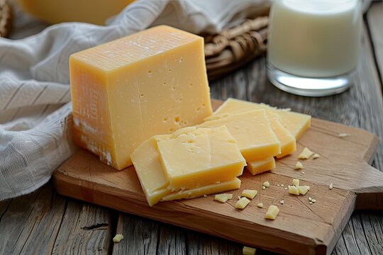 Cheddar cheese portion made from milk