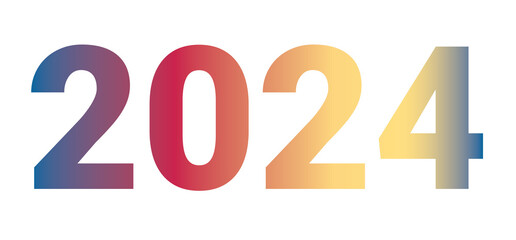 the number two thousand and twenty-four with combined color gradations which refers to an aesthetic and harmonious color combination
