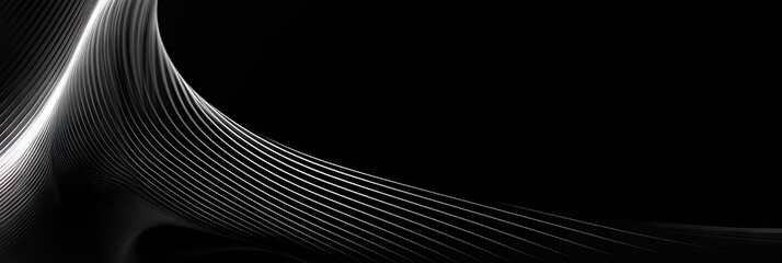 3d black white wave line background, Abstract Dark Design Background