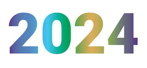the number two thousand and twenty-four with combined color gradations which refers to an aesthetic and harmonious color combination
