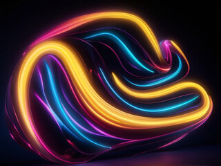 abstract neon background with ascending pink and blue glowing lines.