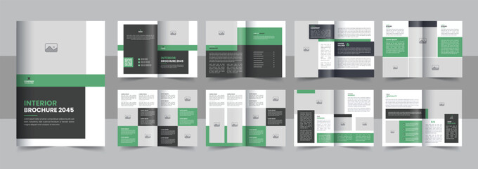 Modern Interior Portfolio design template Layout, Brand Identity Guidelines Brochure vector