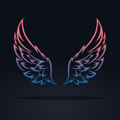 Angel or devil wings in esports style. Gaming wallpaper with bird wings. print on t shirts or as a tattoo. eagle wings silhouette for logos and other art projects.