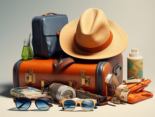 travel suitcase and accessories