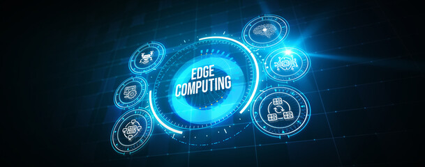 Edge computing modern IT technology on virtual screen. Business, technology, internet and networking concept. 3d illustration