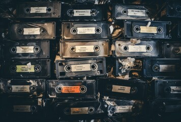 Neatly arranged audio tapes