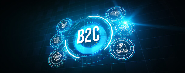 B2C Business to customer marketing strategy. 3d illustration