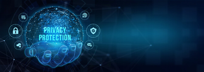 Data protection, privacy, and internet security concept. Cyber security for business and internet projects. 3d illustration