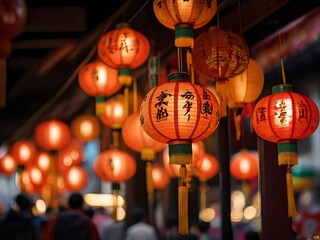 Chinese lantern hanging in China town street