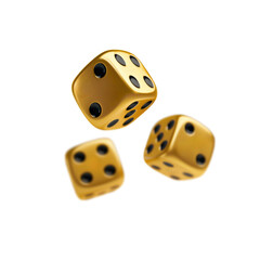 3 casino dice falling from the sky, on isolated background