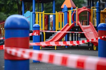 Children s playground obstructed by barricade tape