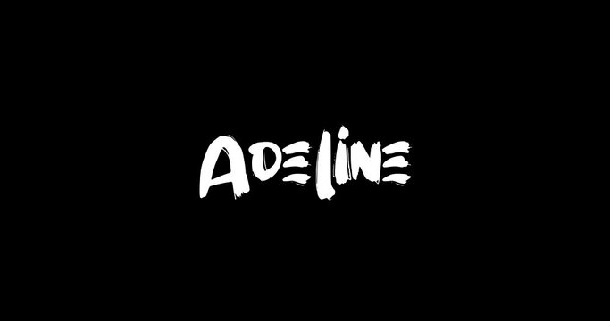 Adeline Women Name in Grunge Dissolve Transition Effect of Animated Bold Text Typography on Black Background