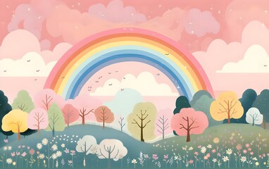 Very beautiful Rainbow illustration wallpaper

