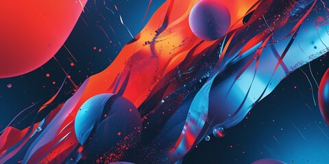 Create a tech-inspired abstract artwork with dynamic shapes and lines.