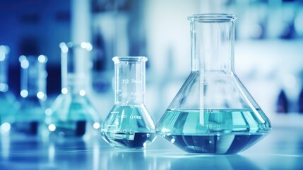 Some reagent bottles in the laboratory are placed on the table