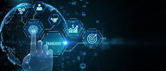 Franchise concept. Business, Technology, Internet and network concept. 3d illustration - obrazy, fototapety, plakaty