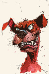 funny red dog cartoon