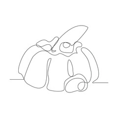 Continuous single line sketch drawing of panna cotta pudding jelly italian. One line art of dessert food snack meal food vector illustration