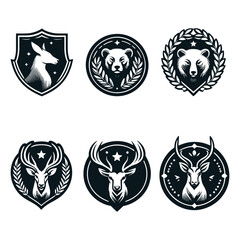 Obraz premium SIX LOGO SET OF ANIMAL WITH FRAME VECTOR