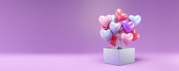 Heart-Shaped Balloon Bouquet with Purple Background