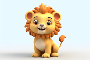 Naklejka premium 3d rendering cute Lion cartoon
