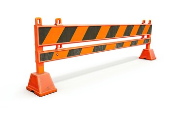 Lone orange barrier on white