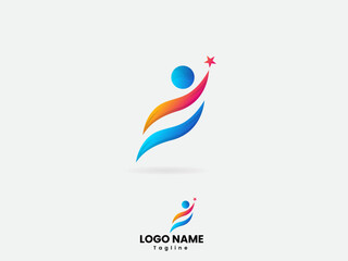 People success logo. Business. Success logo design. Finance. Success. Education. Bright. Future. Star people. Colorful template. Premium. Leadership
