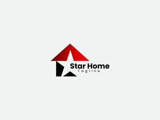 Star house logo design. House with a star. Business. Real estate. Home with star. Premium template. Icon. Building. Red. Colorful. Modern