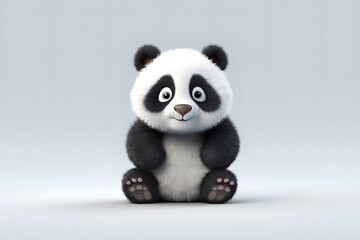 3d rendering cute panda cartoon