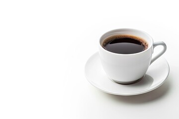 White background with cup of coffee