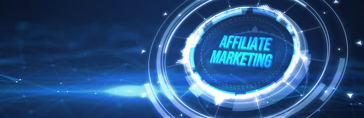 AFFILIATE MARKETING. Business, Technology, Internet and network concept. 3d illustration