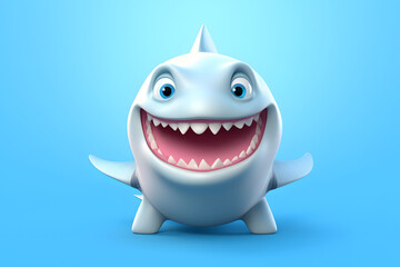 3d rendering cute Shark cartoon