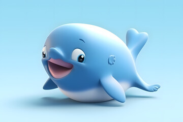 3d rendering cute Whale cartoon