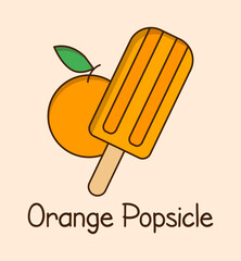 Orange Popsicle Flat Cartoon Design