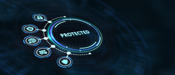 Cyber security data protection business technology privacy concept.  Protected. 3d illustration