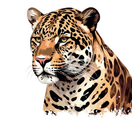 Realisctic leopard face vector illustration on isolated white background. Generative ai