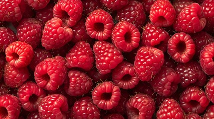 Juicy red raspberries background