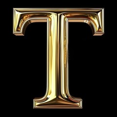 Letter T Logo Gold Shiny Symbol Fancy Generative AI