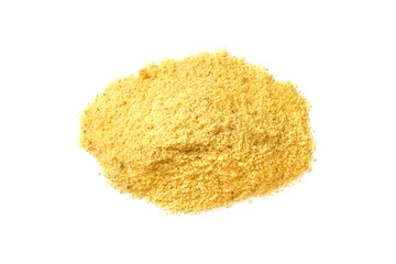 Pile of chicken stock powder on white background. Chicken stock isolated on white background.