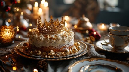 Fototapeta na wymiar Regal Delicacy: Elegance of the Three King Cake
