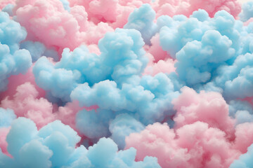 Fluffy pink and blue clouds, abstract background