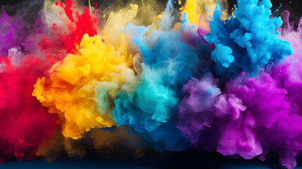 Fototapeta na wymiar Paint holi. Colorful rainbow holi paint splash. Color powder explosion