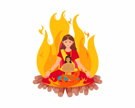Burning of Holika Indian festival happy Holika Dahan design banner