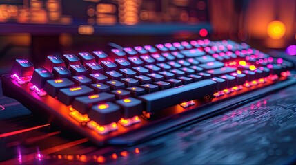 Fototapeta na wymiar Sleek Mechanical Gaming Keyboard with RGB lighting