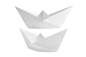 Set of white paper boat origami