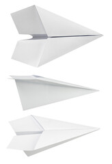 Set of white paper plane origami