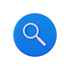 Serach icon. Magnifying glass 3d icon render  high quality and white background